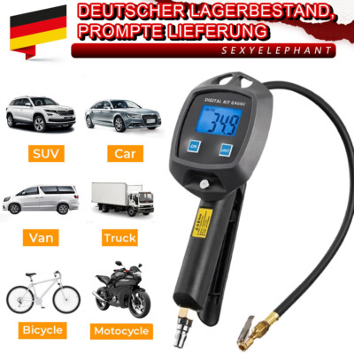 Digital Reifenfüller Geeicht LCD Luftdruckprüfer Reifendruckprüfer Auto PKW LKW