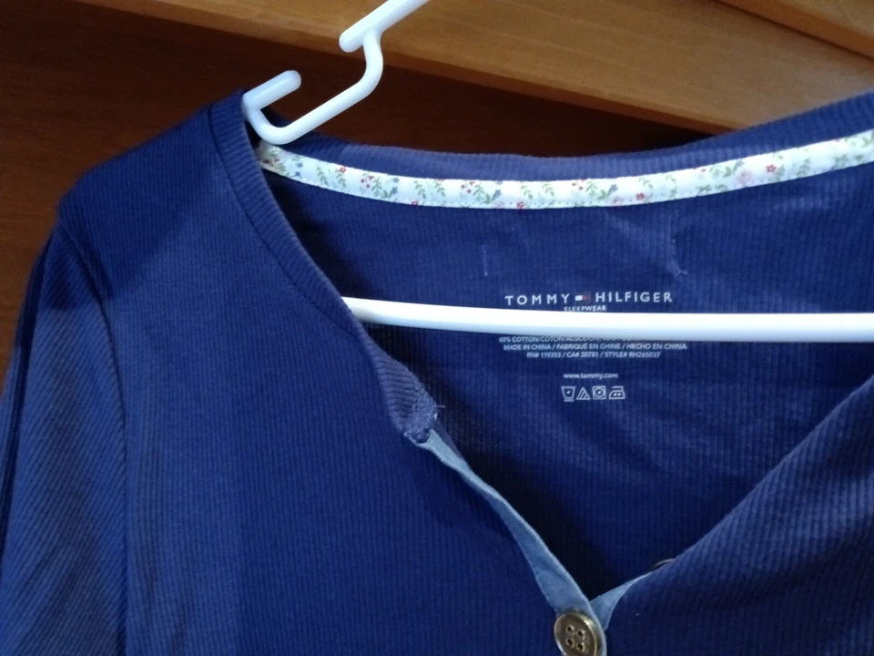 Tommy Hilfiger Mujer Manga Larga Henley Ropa de Dormir Camisa de Noche, Púrpura, S/P Foto 4 de 4