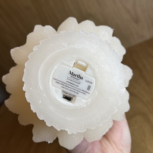 2 Martha Stewart Flameless Luminara Christmas Trees Wax Candle 8” Ivory Glitter - Picture 9 of 12