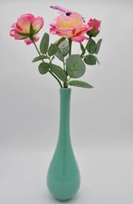 Gorgeous Cream Mint Green Commemorative  Bud Vase 9 3/4"