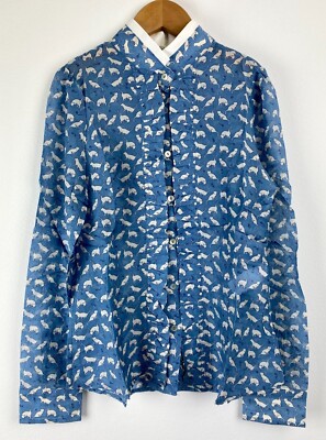 Monnalisa Mädchen Bluse Seide mit Katzen GR 128 NEU ''K2''