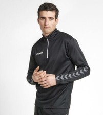 Hummel Training Shirt HALFZIP Lightweight Weatherproof Chevron Black UK M RRP�42