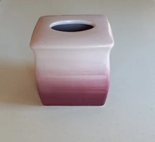 Vtg Wamsutta Handpainted Facial Tissue Box Cover Holder Dusty Rose Brushstrokes