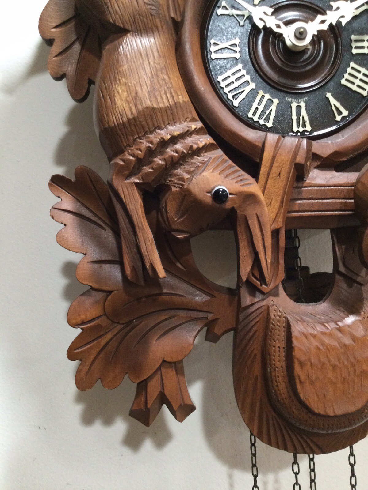 Wood Carved Cuckoo Clock German Eight Daysworks eBay