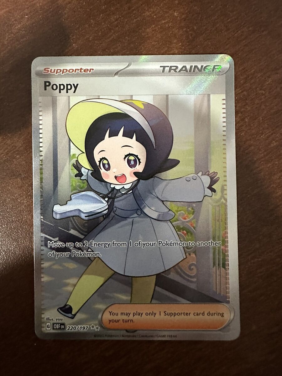 Pokemon TCG Poppy 220/197 Full Art Rare Trainer Obsidian Flames