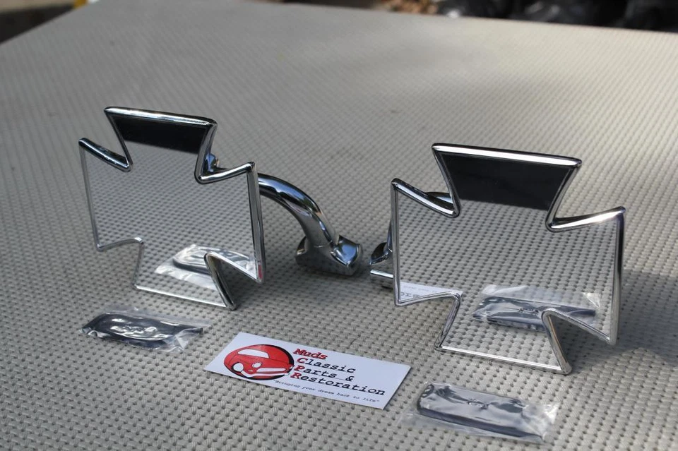 Espejos retrovisores Mercury Plymouth Oldsmobile personalizados de hierro maltés Cross Peep Foto 4 de 4