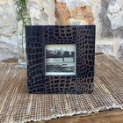 buffalo horn picture frame with vintage photo 14cmx14cm