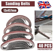 40pk Power File Sander Sanding Belts 457mm x 13mm Assorted Grit Aluminium Oxide