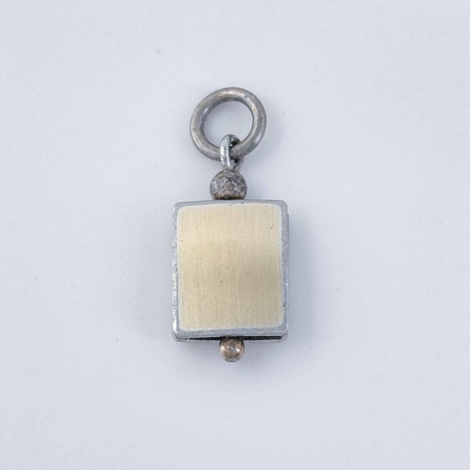 Estate Silver Tone Rectangular Charm Pendant - image 2