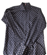 Ted Baker London Dress Shirt Mens Size 4 Black Raised Circle French Cuffs NWOT