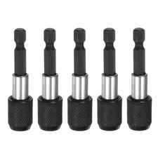 5pcs 2.5" 1/4 Inch Hex Shank Magnetic Extension Chuck Adapter, Black