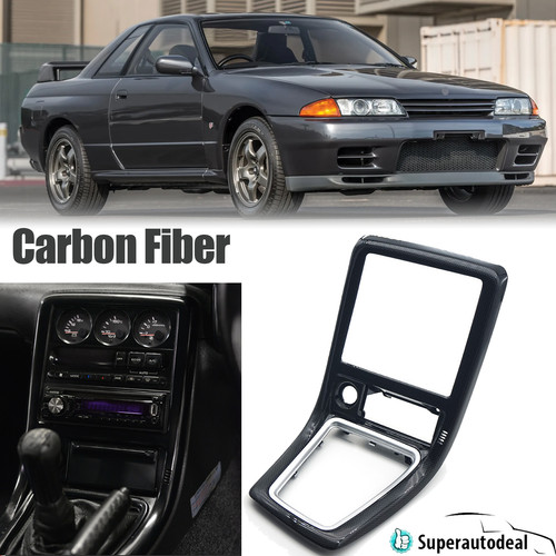For R32 GTS GTR ECR32 89-94 Glossy Radio Shifter Console Bezel w/ Silver frame
