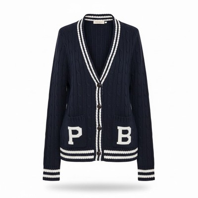 Paul s Boutique Strickjacke Navy Strick PB Logo Knopfleiste Gr. L Neu