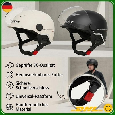 Motorradhelm Sturzhelm Abnehmbar Rand Universal Halbschale Rollerhelm Jethelm