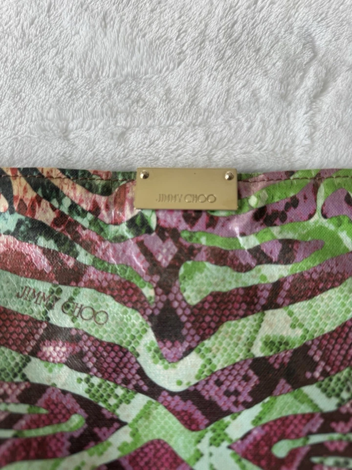 Bolso de Mano JIMMY CHOO Estampado de Pitón en Lona Recubierta con Bolsa para el Polvo y Certificado de Autenticidad Foto 3 de 4