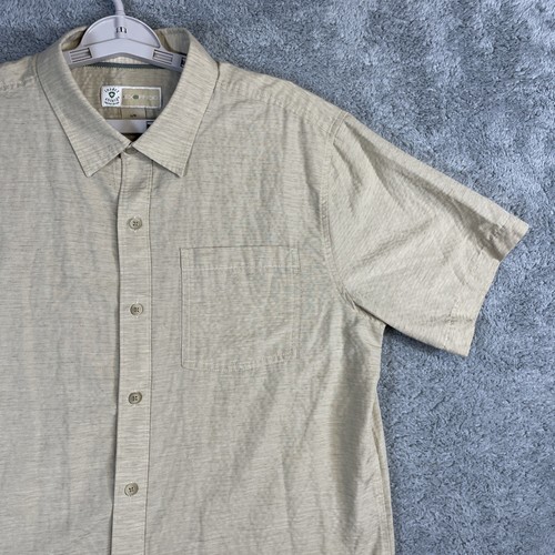 Exofficio Shirt Mens Large Heather Tan Oatmeal SS Linen Blend Insect Shield