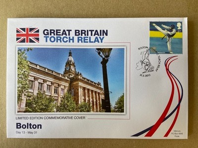 Merkur 2012 Olympischer Fackellauf Gedenkmarkenhülle BOLTON 586G