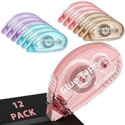  12 Pack Scrapbook Tape, Double Sided Tape Roller for Crafts, Adhesive Glue 