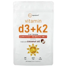 2 X Micro Ingredients, Vitamin D3 + K2, 300 Softgels
