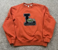 Lacoste Mens Sweatshirt Medium 4 FR Big Croc Felt Embroidered Preppy Orange