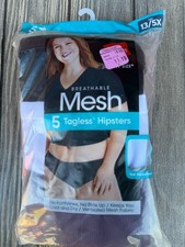 Hanes Just My Size 5 Tagless Hipsters 13/5X Breathable Mesh