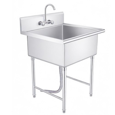#ad 21in Single Bowl Sink Single Bowl Free Standing Prep amp; Utility Sink w Faucet $220.50