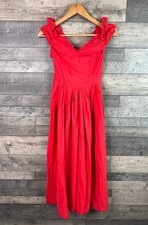 Free People Something Special Midi Dress Size XS Red Bardot Off Shoulder