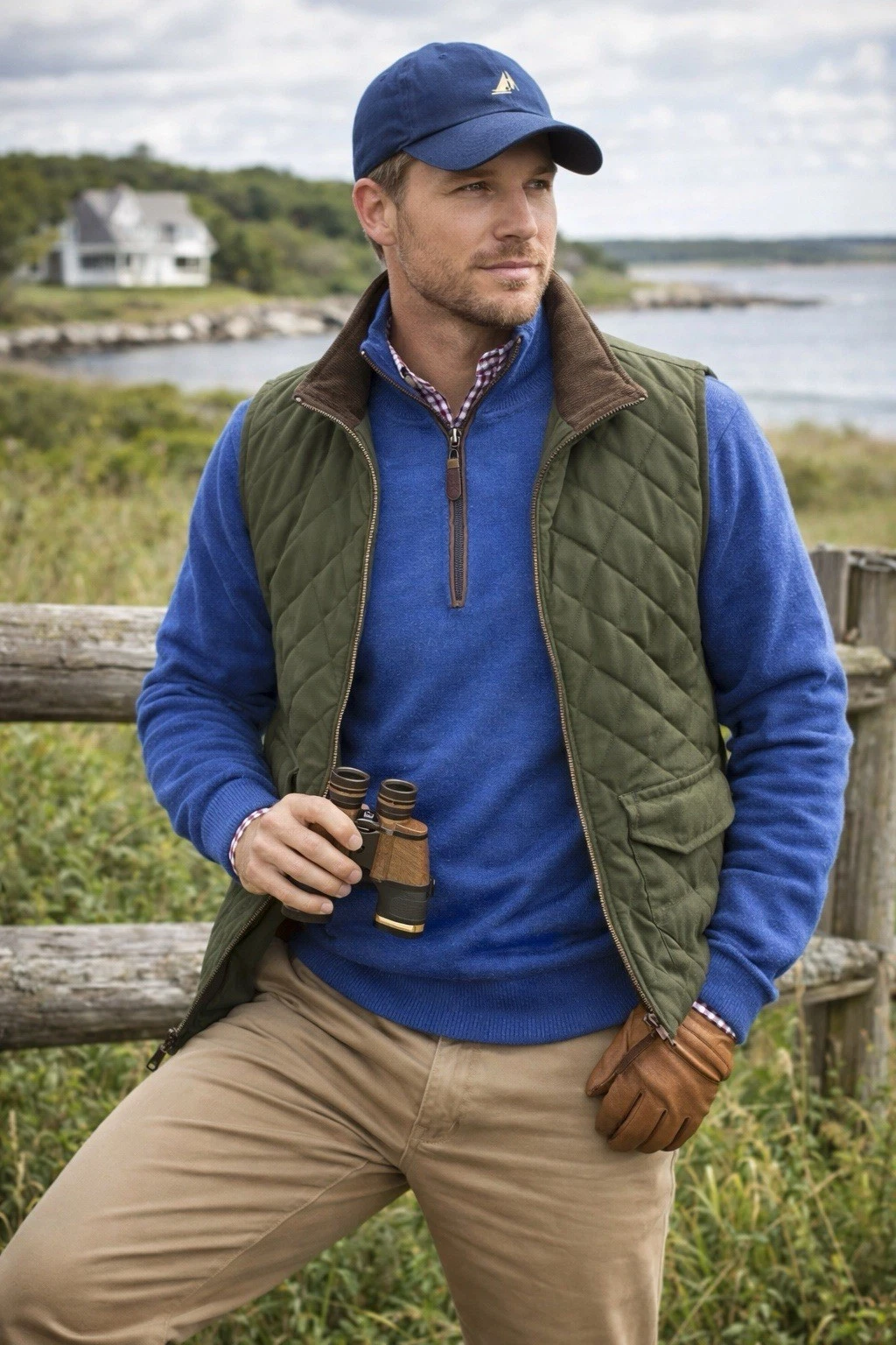 ORVIS Merino Wool Sweater 1/4 Zip Men’s Top Leather Base Layer Outdoors Prep