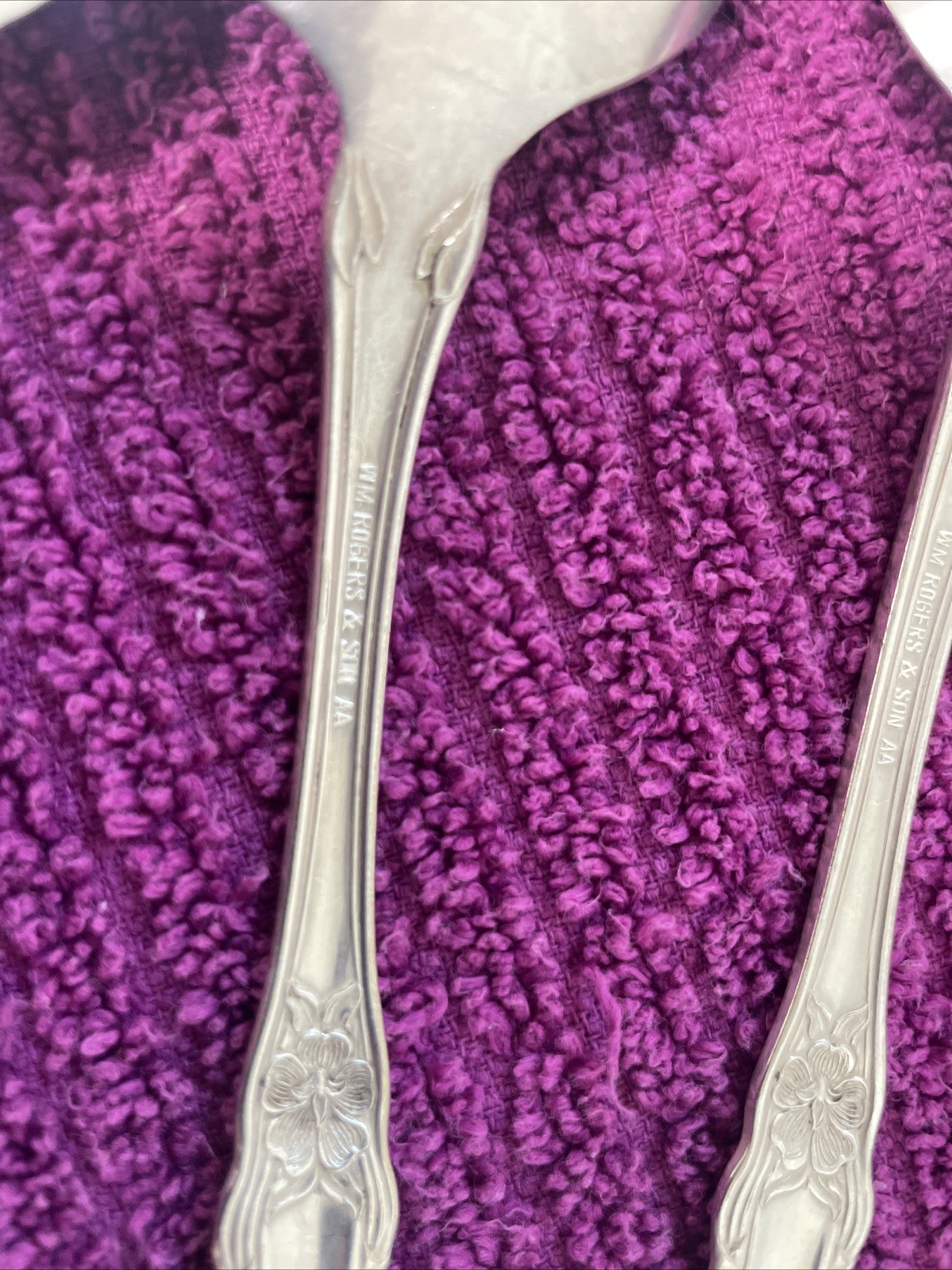 3 Silver plated William Rogers  & Son AA Large Serving Spoons ARBUTUS 1908 Vtg