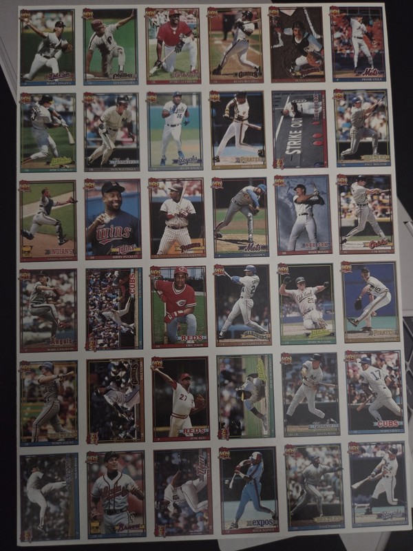 1991 Topps Cracker Jack Borden Baseball Mini Complete Uncut Sheet Set Series 1