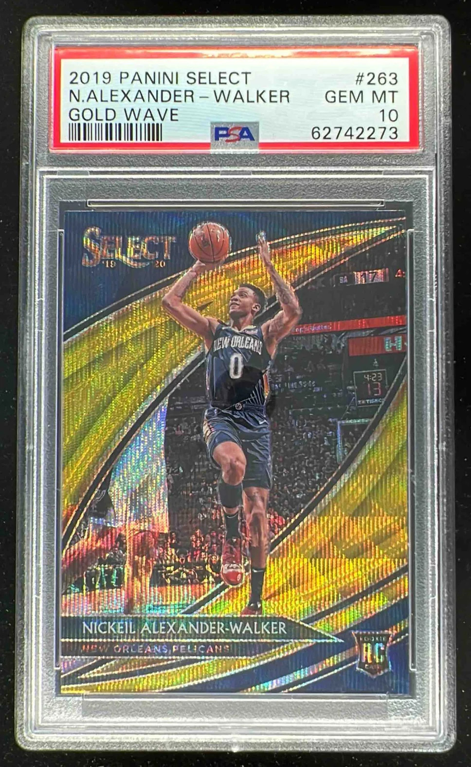 2019 Select Gold Wave Prizms #263 Nickeil Alexander-Walker RC Courtside PSA 10