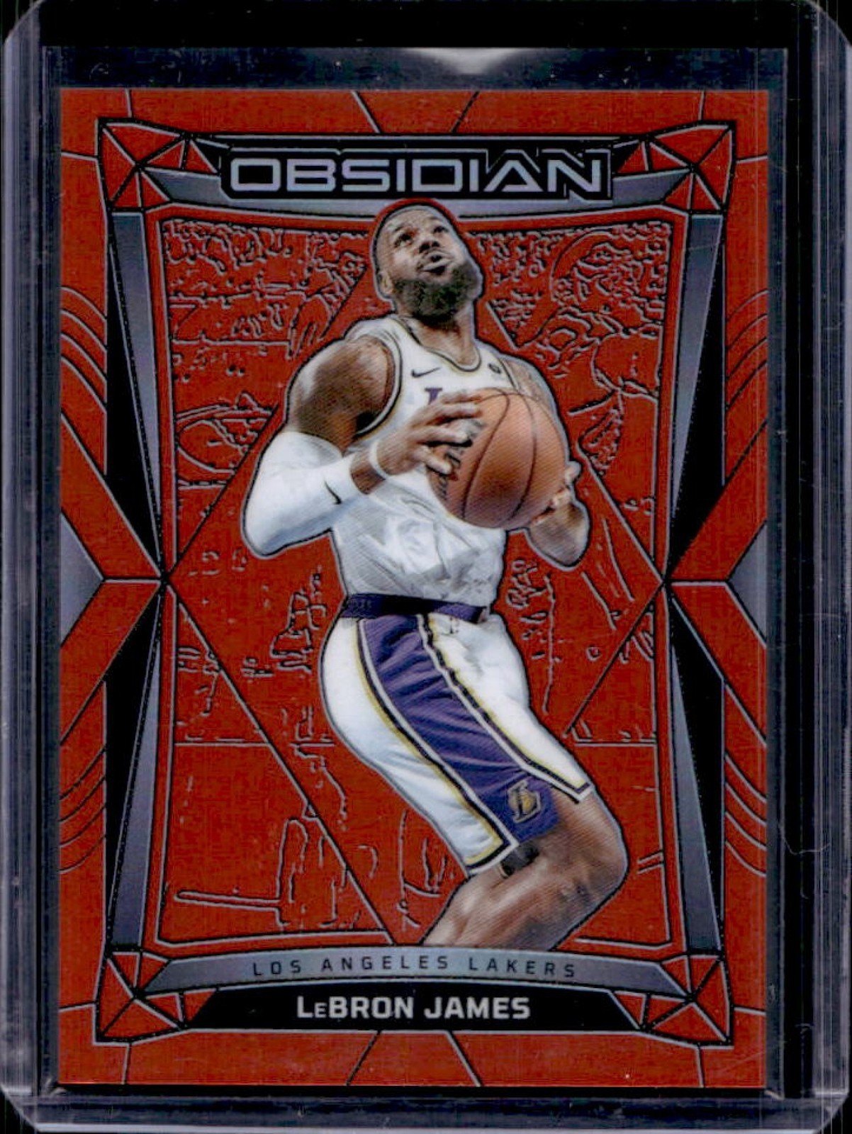 2023-24 Obsidian LeBron James Electric Etch Orange Flood #/99 Lakers