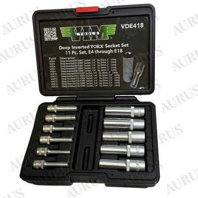 Brand New VIM Tools VDE418 11pc Deep External Torx Socket Set E4-E18 1/4'' & 3/8''
