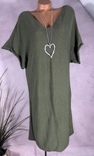 Strick Tunika Loose Fit  Italy Kleid Long Pullover KHAKI 38 - 44