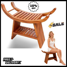 23" Teak Shower Bench Teak Shower Stool Curved Seat,Wooden Stool for Bathroom,Te