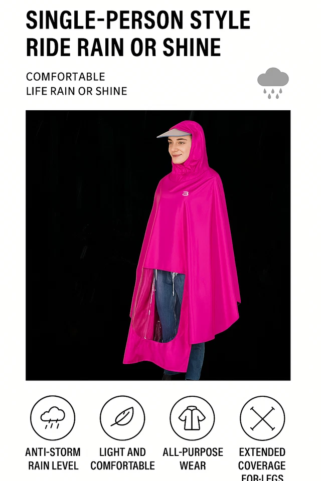 Waterproof Rain Poncho for Scooter, Bike & Outdoor Use – Reflective Cape - Image 2 of 4
