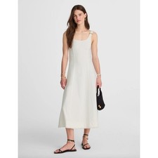 Madewell Denim Scoopneck Midi Dress Pure White Wash A Line Minimalist Medium NWT