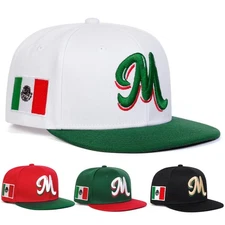 Mexico Flag Snapback Hat with Embroidered M Logo – Baseball Cap Unisex Gorras