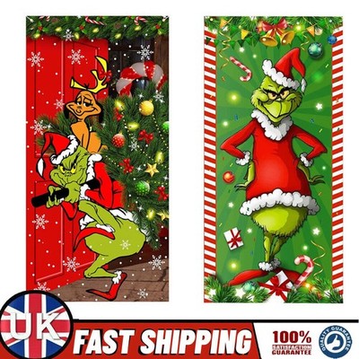 2 Stück Frohe Weihnachten The Grinch Weihnachten Türabdeckung Dekoration