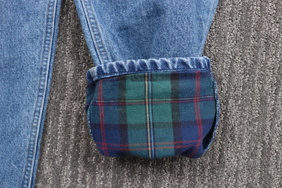 Винтажные мужские джинсы из денима 80-х RedHead 29x31 фланелевая клетчатая подкладка расслабленные прямые штанины - Изображение 4 из 4