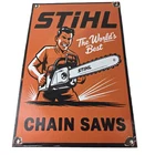 Vintage Stihl Chainsaw Sign - Porcelain Hardware Store Display Advertising Sign