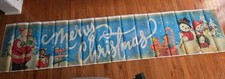 Large Merry Christmas Banner 116" X 26" Printed Hanging Decoration Santa Snowman