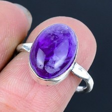 Sage Amethyst Handmade 925 Sterling Silver Jewelry Ring US Size 8