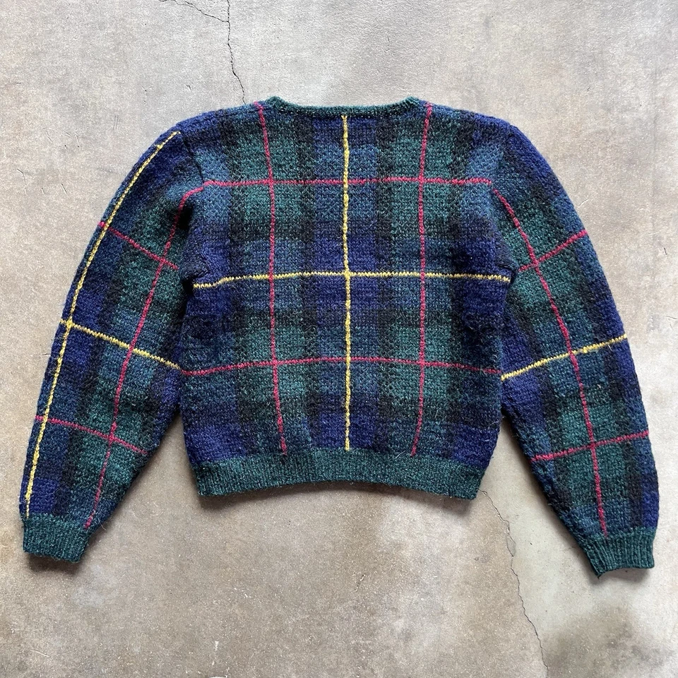 Vintage Perry Ellis Women’s Sweater, Sz Small, Hand Knit Wool, 80’s Tartan - Image 2 of 4