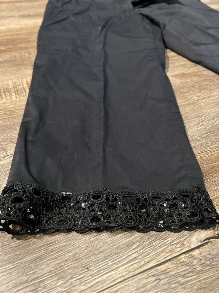 Alfa 8 Crop Jeans 8 黑色水钻装饰袖口弹力女式 — 第 4/4 张图片