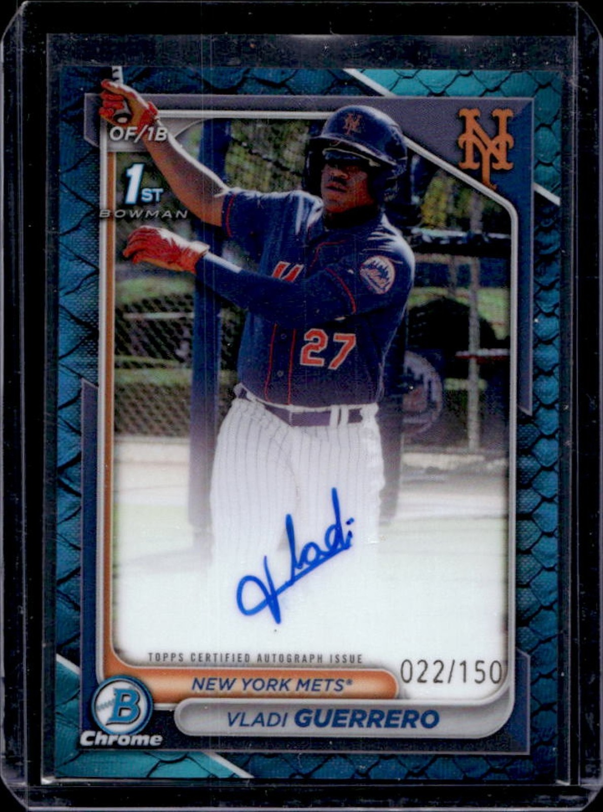 2024 Bowman Chrome Vladi Guerrero Auto Reptilian Blue Refractor 1st #22/150
