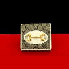 Gucci GG Supreme Leather Bifold Card Holder Mini Wall Used