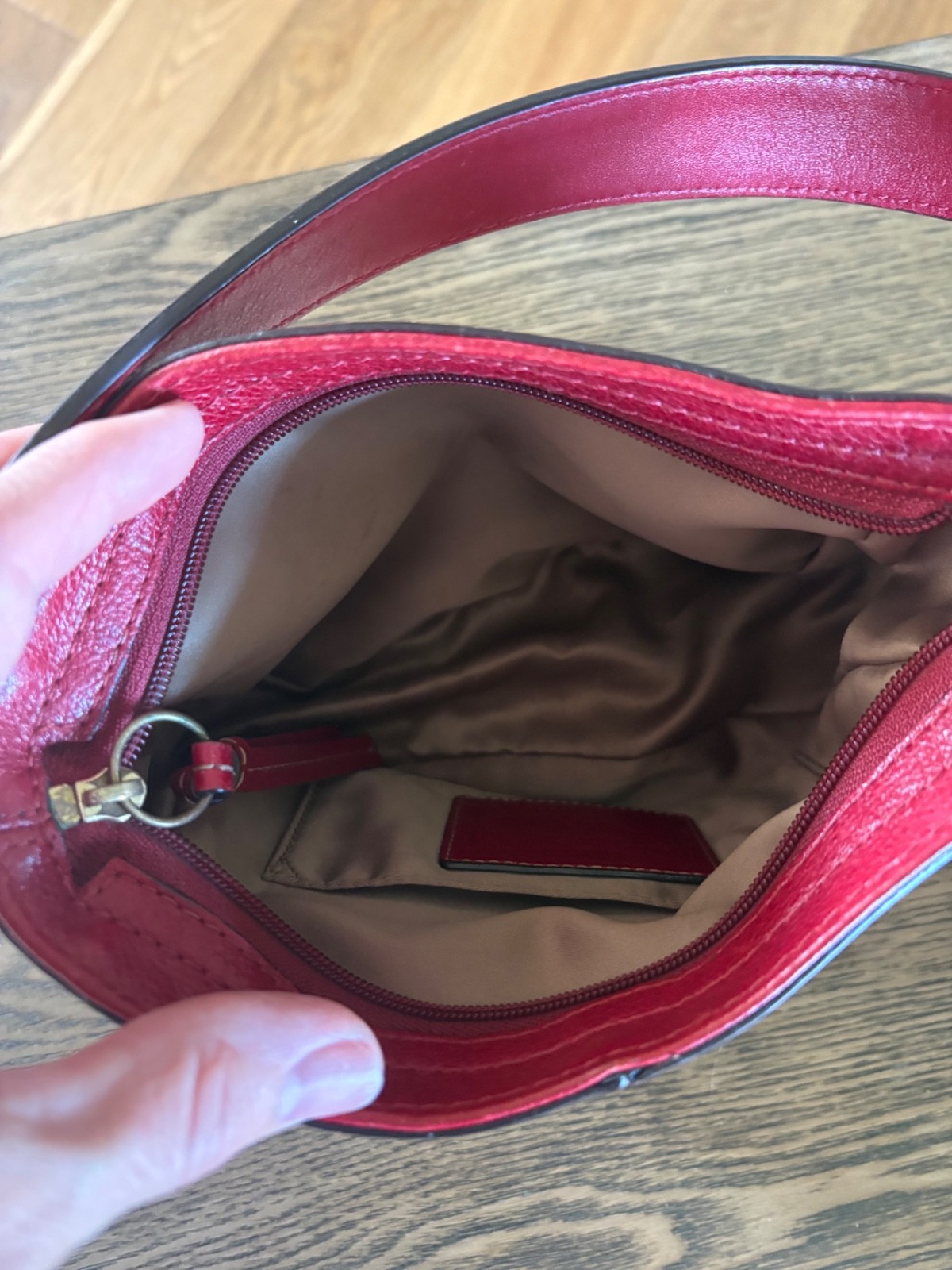 Coach Mini Zoe 41856 Signature C Shoulder Bag Red Lea… - Gem