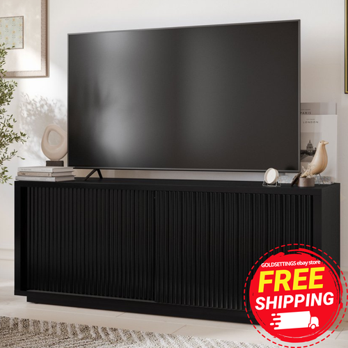 Fluted TV Stand for Tv’S up to 70” by Drew Barrymore, Rich Black Finish
