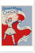 Grand Rapids Chicks Girls Professional Baseball League Retro 1953 Poster